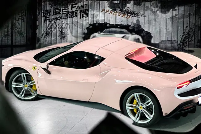 pearl pink car body wrap