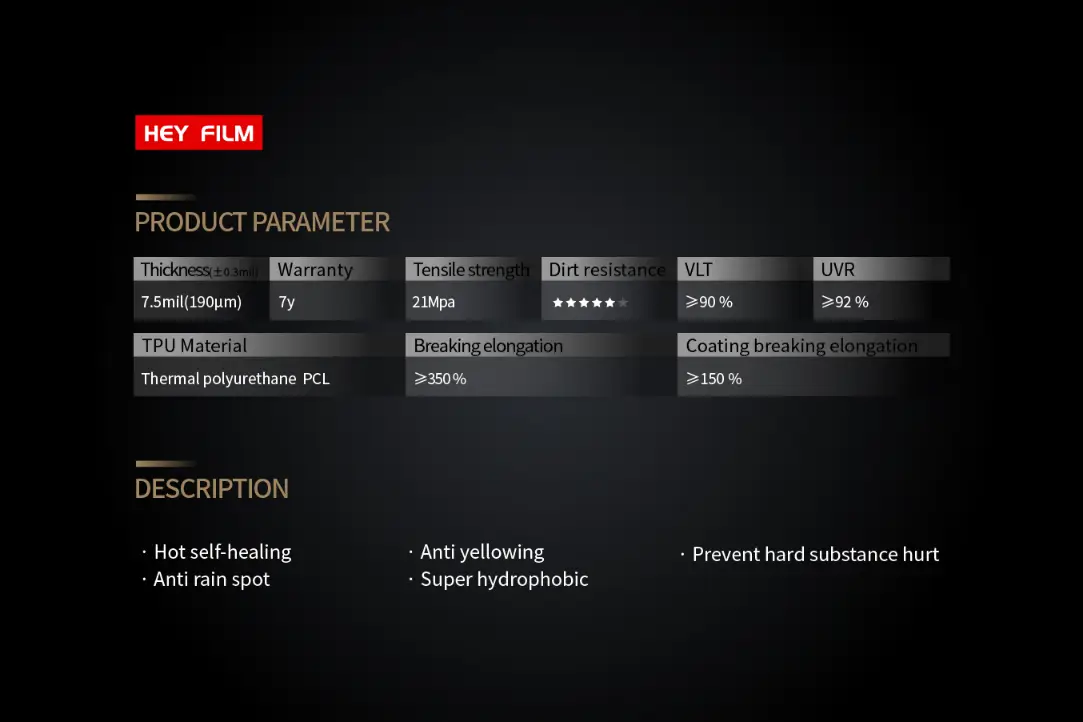 Película transparente estilo sujetador para vehículos premium
